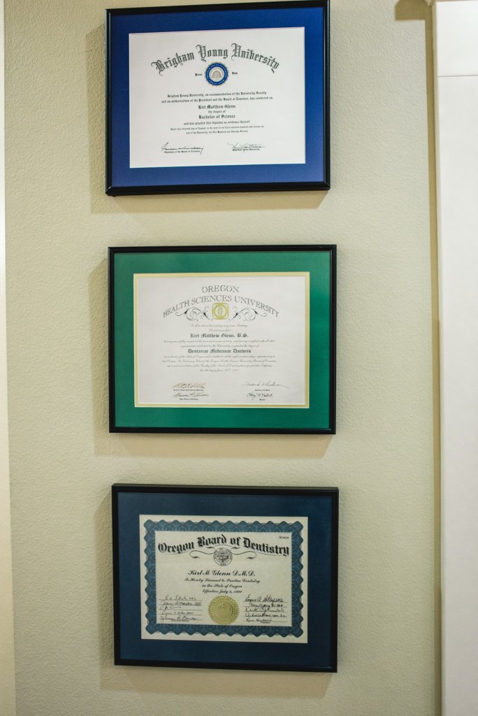 Credentials hanging on the wall